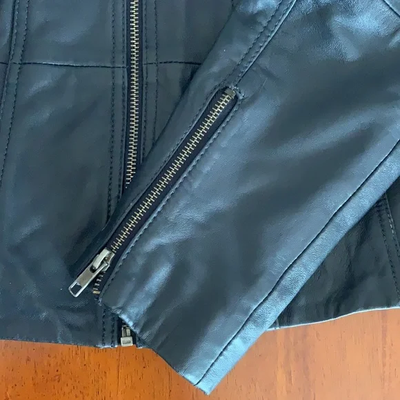 🛵 Genuine vintage leather moto jacket Naf Naf Paris 🇫🇷biker jacket size M - Picture 8 of 14